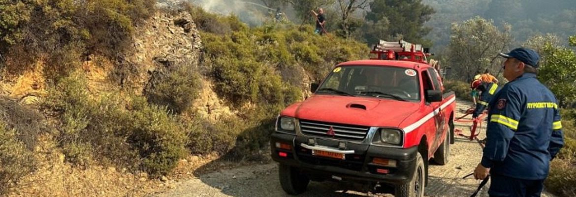 Μεγάλη φωτιά σε ελαιώνα στη Μόρια Λέσβου