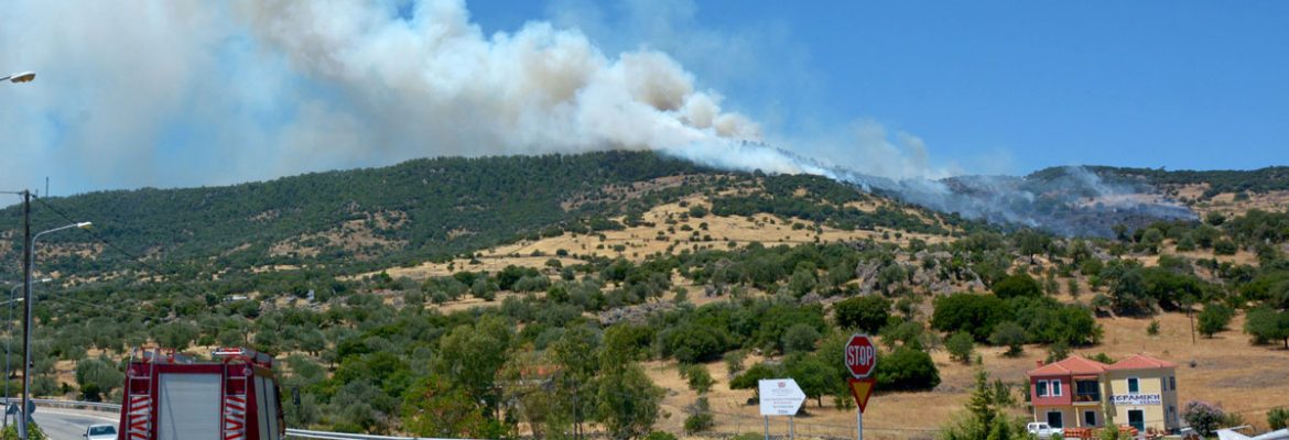 Μεγάλη φωτιά μεταξύ Κάπης και Μανταμάδου Λέσβου